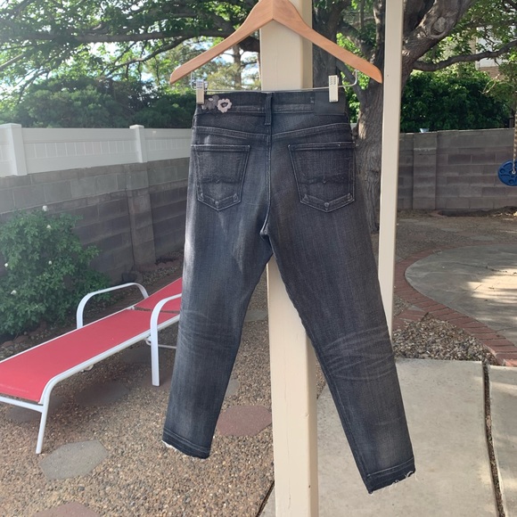 Lucky Brand Y2K Sienna Slim Boyfriend black embroidered low rise jeans size 0/25 - Picture 2 of 16